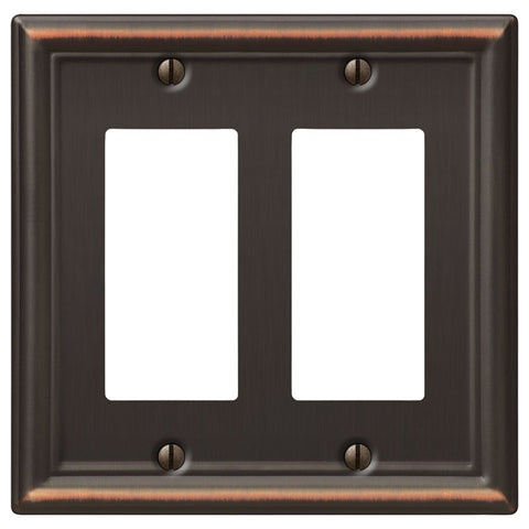 Amerelle Chelsea Series 149RRDB Wallplate, Rocker, 4-7/8 in L, 4-15/16 in W, 2-Gang, Steel, Aged Bronze