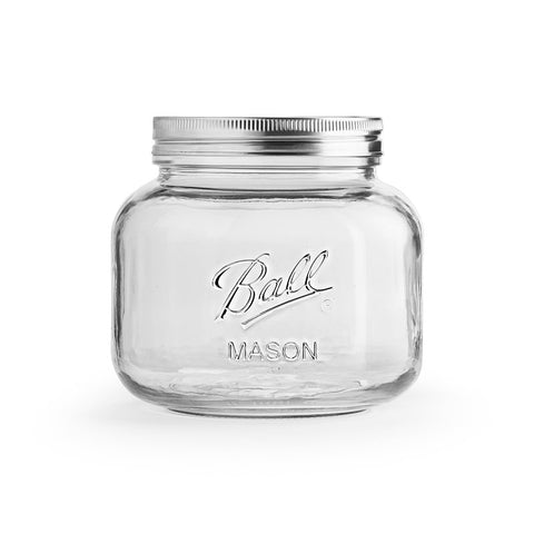 Ball 2176669 Decorative Mason Jar, 64 oz, Glass/Stainless Steel, Pack of 1