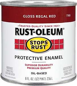 Rust-Oleum Stops Rust 7765730 Enamel Paint, Oil, Gloss, Regal Red, 0.5 pt, Can, 50 to 90 sq-ft/qt Coverage Area