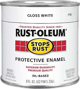 Rust-Oleum Stops Rust 7792730 Enamel Paint, Oil, Gloss, White, 0.5 pt, Can, 50 to 90 sq-ft/qt Coverage Area
