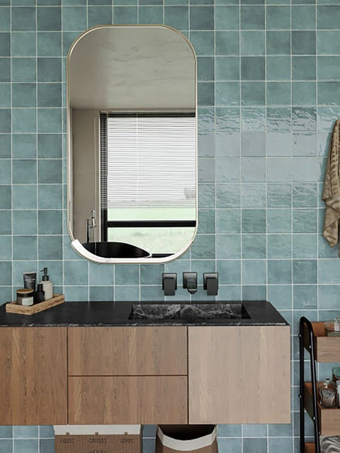 Emser Tile Antigo Series F14ANTIMI0505P Ceramic Tile, 5 in L Tile, 5 in W Tile, Pressed Edge, Square Pattern, Mist