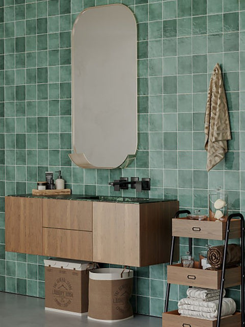 Emser Tile Antigo Series F14ANTIMI0505P Ceramic Tile, 5 in L Tile, 5 in W Tile, Pressed Edge, Square Pattern, Mist