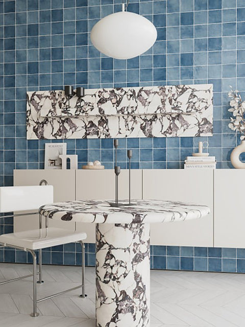 Emser Tile Antigo Series F14ANTIOC0505P Ceramic Tile, 5 in L Tile, 5 in W Tile, Pressed Edge, Square Pattern, Ocean