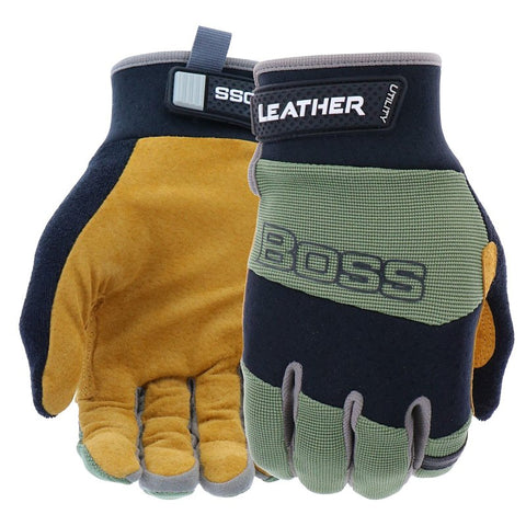Boss Performance Series B51374-WSM Work Gloves, Women's, S/M, 7-1/4 to 8 in L, Reinforced Thumb, Spandex, Green