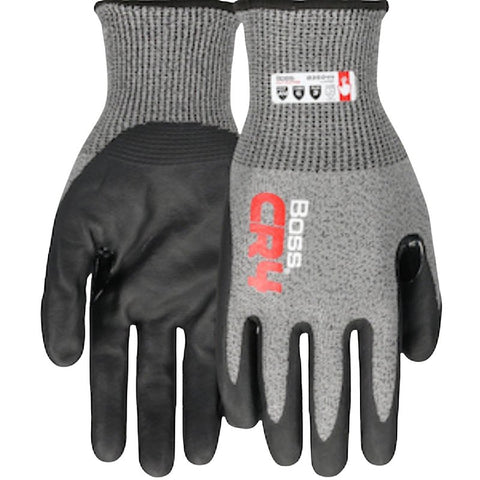 Boss CR4 B35044-M Cut-Resistant Gloves, M, Reinforced Thumb, Elastic Cuff, Nitrile Coating, Nylon, Black
