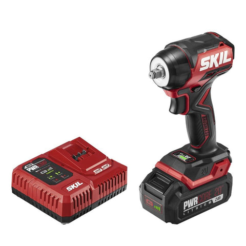 Skil PWRCORE 20 IW6739B-10 Impact Wrench Kit, Battery Included, 20 V, 2 Ah, 3/8 in Drive, 2100, 3400, 3950 ipm IPM