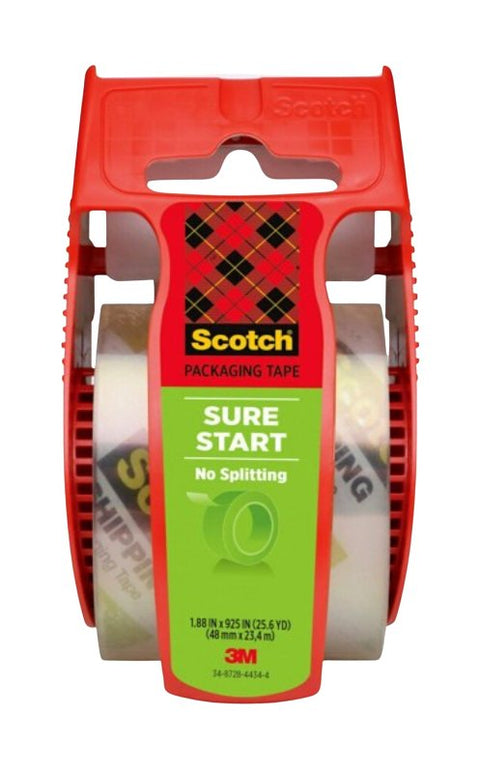 Scotch 145 Packing Tape, 22.2 yd L, 1.88 in W, Plastic Backing, Clear