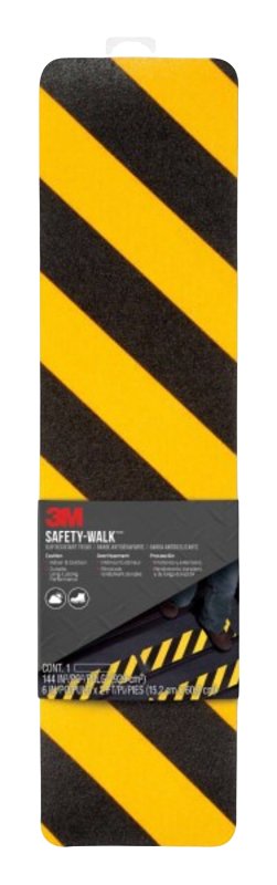 3M 613BY-T6X24 Caution Tread, 24 in L, 6 in W, Black/Yellow