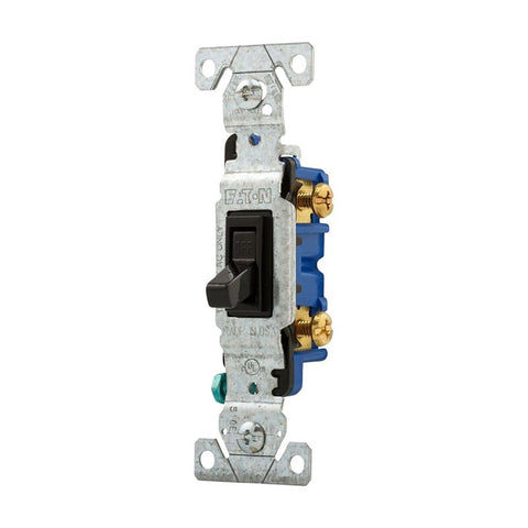 Eaton 1301-7BK Switch, 15 A, 120 V, Screw Terminal, Polycarbonate Housing Material, Black, Pack of 10