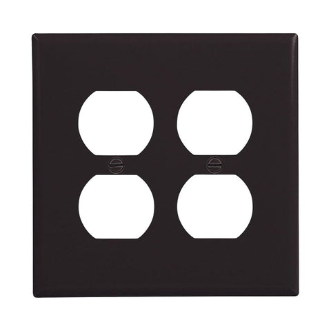 Eaton PJ82BK Receptacle Wallplate, 4.87 in L, 4.94 in W, Mid, 2-Gang, Polycarbonate, Black, Pack of 20