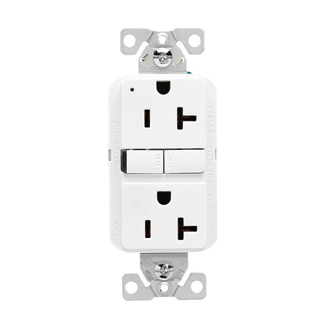 Eaton GF20W-BX-L Receptacle, 125 V, 20 A, NEMA: 5-20R, GFCI Socket, Back, Side Wiring, White, Pack of 10
