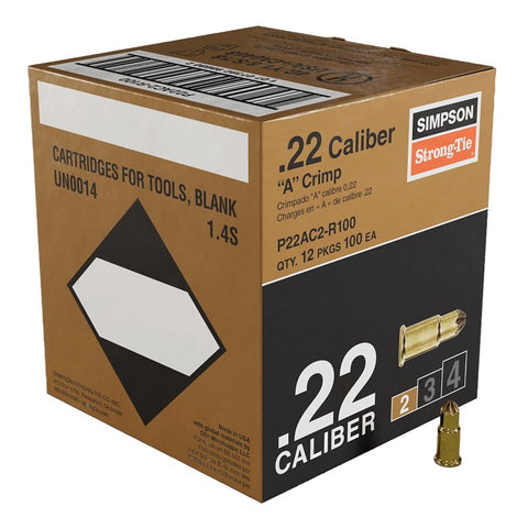 Simpson Strong-Tie P22AC2-R100 Crimp Load, 0.22 Caliber, Power Level: 2, Brown Code, 1-Load