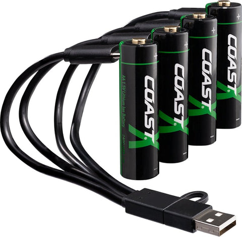 Coast ZITHION-X 31232 Battery, 1.5 V Battery, 2400 mAh, AA Battery, Lithium-Ion, Rechargeable: Yes