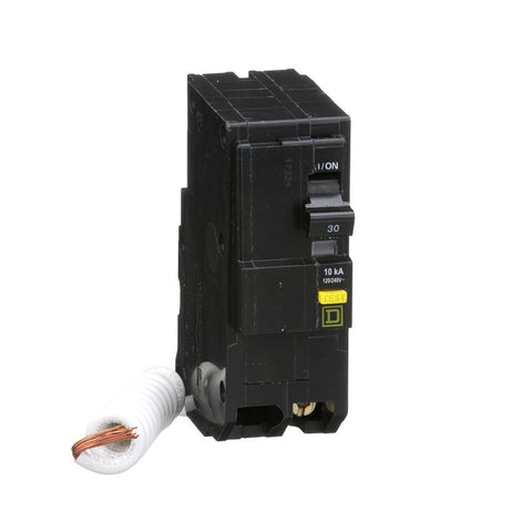 Square D QO QO230GFIC Miniature Circuit Breaker, Ground Fault, 30 A, 2-Pole, 120/240 VAC, Plug-In, Pack of 3