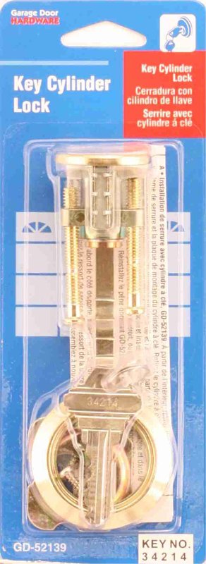 Prime-Line GD 52139 Cylinder Replacement, Zinc, Brass, For: Garage Doors