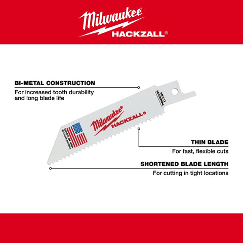 Milwaukee HACKZALL 49-00-5410 Blade, 3/4 in W, 4 in L, 10 TPI, HSS Cutting Edge