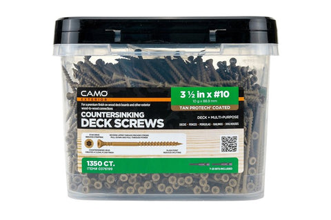 Camo 0376199 Deck Screw, #10 Thread, 3-1/2 in L, Coarse Thread, Flat Head, Star Drive, Type 17 Slash Point, Carbon Steel