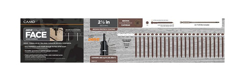 Camo 0395050 Deck Screw, Brown, #10 Thread, 2-1/2 in L, Flat Head, T20 Drive, Steel, 1000/PK