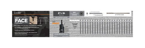 Camo 0395060 Deck Screw, Gray, #10 Thread, 2-1/2 in L, Flat Head, T20 Drive, Steel, 1000/PK