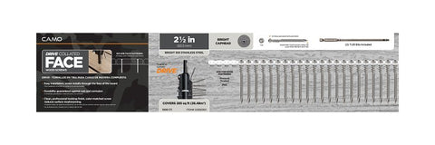 Camo 0395080 Collated Face Screw, #10 Thread, 2-1/2 in L, T-20 Drive, Stainless Steel, 305 Grade