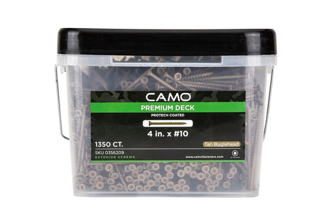Camo 0356209 Deck Screw, #10 Thread, 4 in L, Coarse Thread, Bugle Head, Star Drive, Type 17 Slash Point, Protech