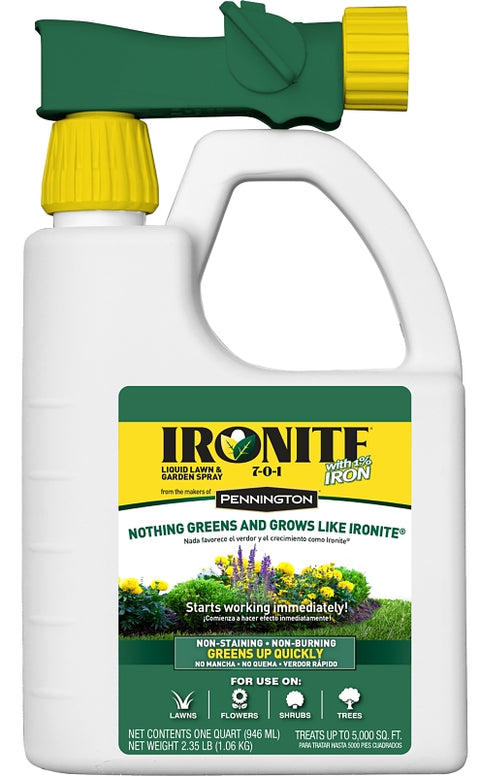 Ironite 100525937 Lawn Fertilizer, 32 oz, Liquid, 7-0-1 N-P-K Ratio