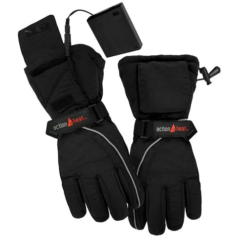 ActionHeat AH-GV-AA-01-M Battery Heated Gloves, Men's, One-Size, Elastic Cuff, Leather/Nylon/Polyester, Black, Pack of 3