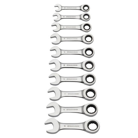 GearWrench 9520D Ratcheting Wrench Set, 10-Piece, Alloy Steel, Full Polish Chrome