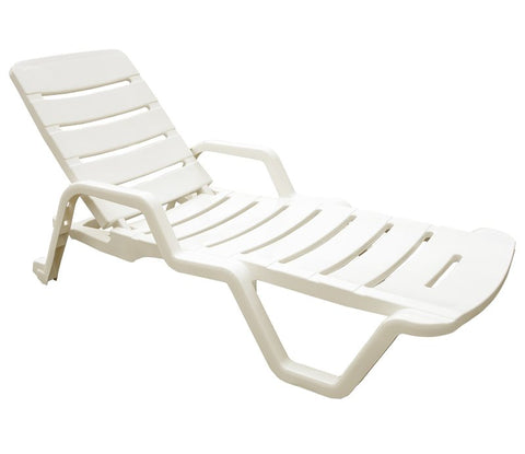 Adams 8010-48-3700 Chaise Lounge, 27 in OAW, 76-1/4 in OAD, 17-1/2 in OAH, 4 -Position, Resin Frame, Polypropylene