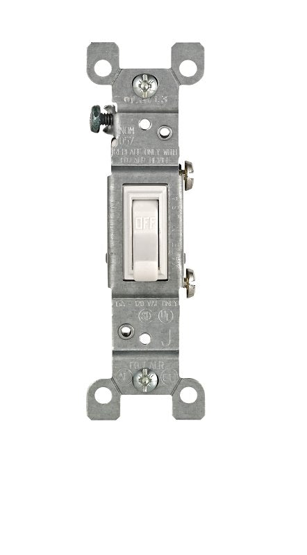 Leviton 2651-2W Residential-Grade Toggle Switch, 15 A, 120 VAC, Side Terminal, 2.37 in L Panel Cutout, White