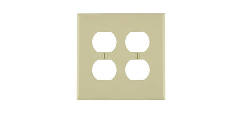 Leviton R51-0PJ82-00I Wallplate, 4.88 in L, 4.94 in W, Midway, 2 -Gang, Thermoplastic Nylon, Ivory, Smooth
