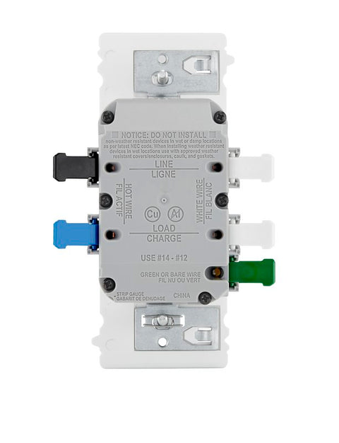 Leviton Lever Edge EGFT1-W GFCI Outlet, 125 V, 15 A, Solid Copper, Stranded Wiring, White