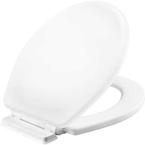 Mayfair 878SLW000 Toilet Seat, Round, Wood, White, Single Hinge