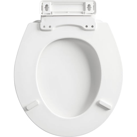 Mayfair 878SLW000 Toilet Seat, Round, Wood, White, Single Hinge
