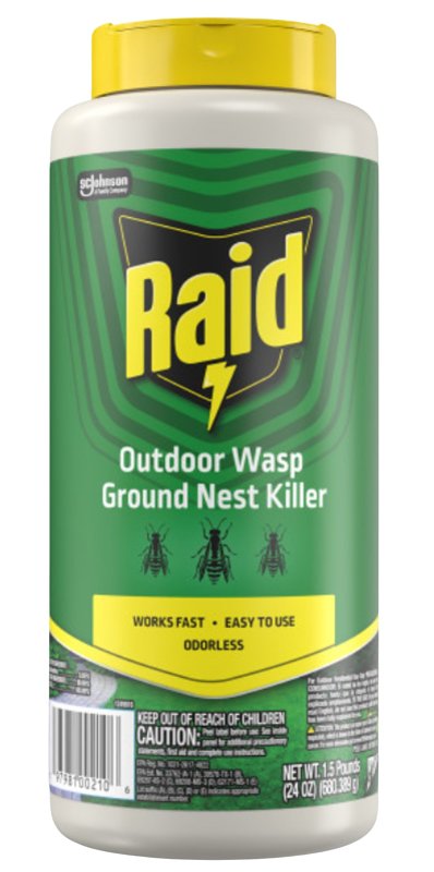 Raid 00210 Wasp Ground Nest Killer, Powder, Outdoor, 24 oz