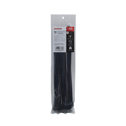 ProSource CT0932-A Cable Tie, 15 inches, 50lb Tensile Strength, Mounting Tie Locking, Nylon, Black, Screw