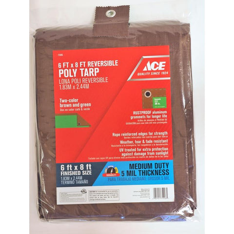 Ace 6 ft. W X 8 ft. L Medium Duty Polyethylene Tarp Brown/Green