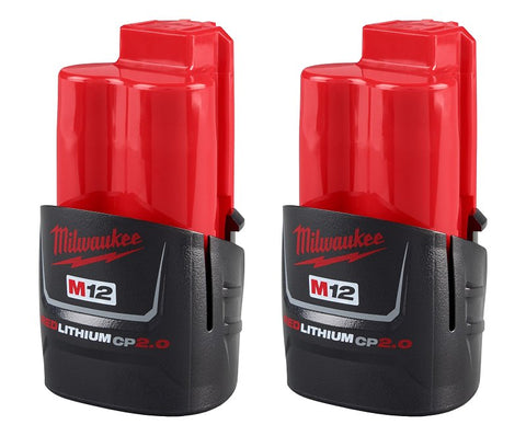 Milwaukee M12 REDLITHIUM 48-11-2422 Compact Battery Pack, 12 V Battery, 2 Ah, 1.5 A Charge, 20 min Charging