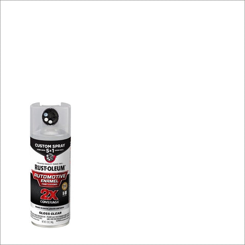 Rust-Oleum Automotive 394895 2X Automotive Enamel with Custom 5-in-1 Spray, Gloss, Clear, 12 oz, Aerosol Can