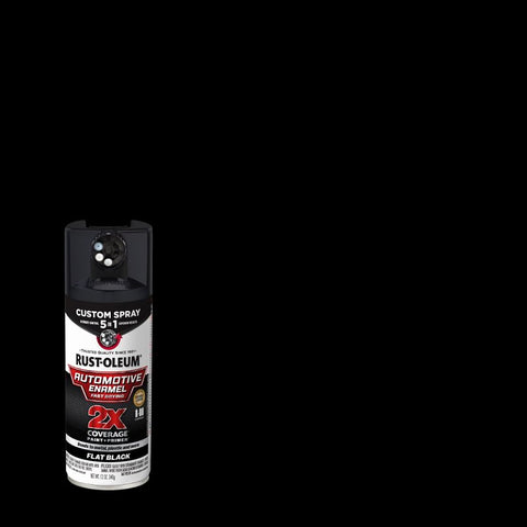 Rust-Oleum Automotive 394896 2X Automotive Enamel with Custom 5-in-1 Spray, Flat, Black, 12 oz, Aerosol Can