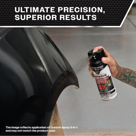 Rust-Oleum Automotive 394896 2X Automotive Enamel with Custom 5-in-1 Spray, Flat, Black, 12 oz, Aerosol Can