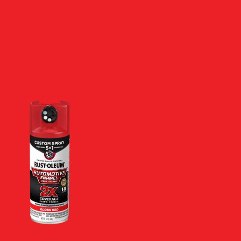 Rust-Oleum Automotive 394898 2X Automotive Enamel with Custom 5-in-1 Spray, Gloss, Red, 12 oz, Aerosol Can