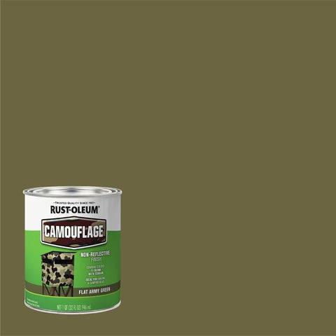 Rust-Oleum 379561 Paint, Water Base, Flat Sheen, Flat Army Green, 1 qt, 50 to 90 sq-ft/qt Coverage Area, Pack of 2