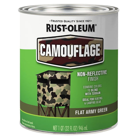 Rust-Oleum 379561 Paint, Water Base, Flat Sheen, Flat Army Green, 1 qt, 50 to 90 sq-ft/qt Coverage Area, Pack of 2