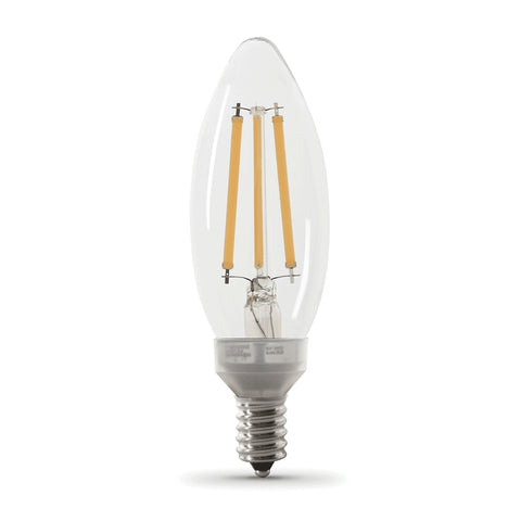 Feit Electric BPCTC100927CAFIL/2 Filament LED Bulb, B10 Lamp, 100 W Equivalent, E12 Candelabra Lamp Base, Dimmable