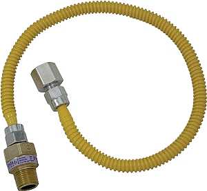 BrassCraft ProCoat Series CSSL54-24 Gas Connector, 24 in L, 1/2 x 1/2 in, 0.5 psi Pressure, Stainless Steel