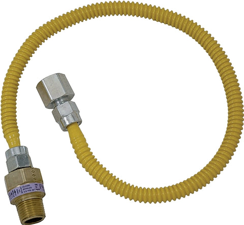 BrassCraft ProCoat Series CSSL54-24 Gas Connector, 24 in L, 1/2 x 1/2 in, 0.5 psi Pressure, Stainless Steel
