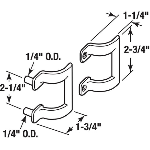 Prime-Line M 6160 Shower Door Handle Set, 2-1/4 in L Handle, Chrome