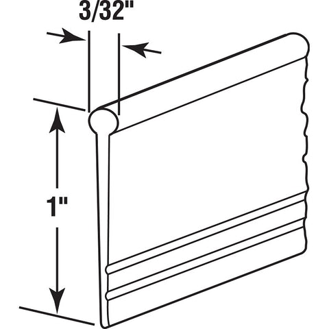 Prime-Line M 6184 Bottom Sweep, 3/32 in W, 1 in H, Clear, Pack of 6