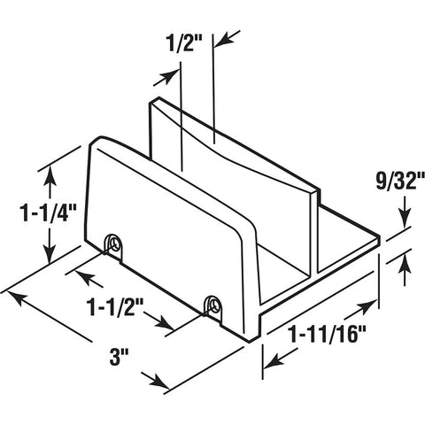 Prime-Line M 6192 Bottom Guide, Sliding, Plastic, Gray